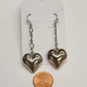 Silver Heart Dangle Earrings